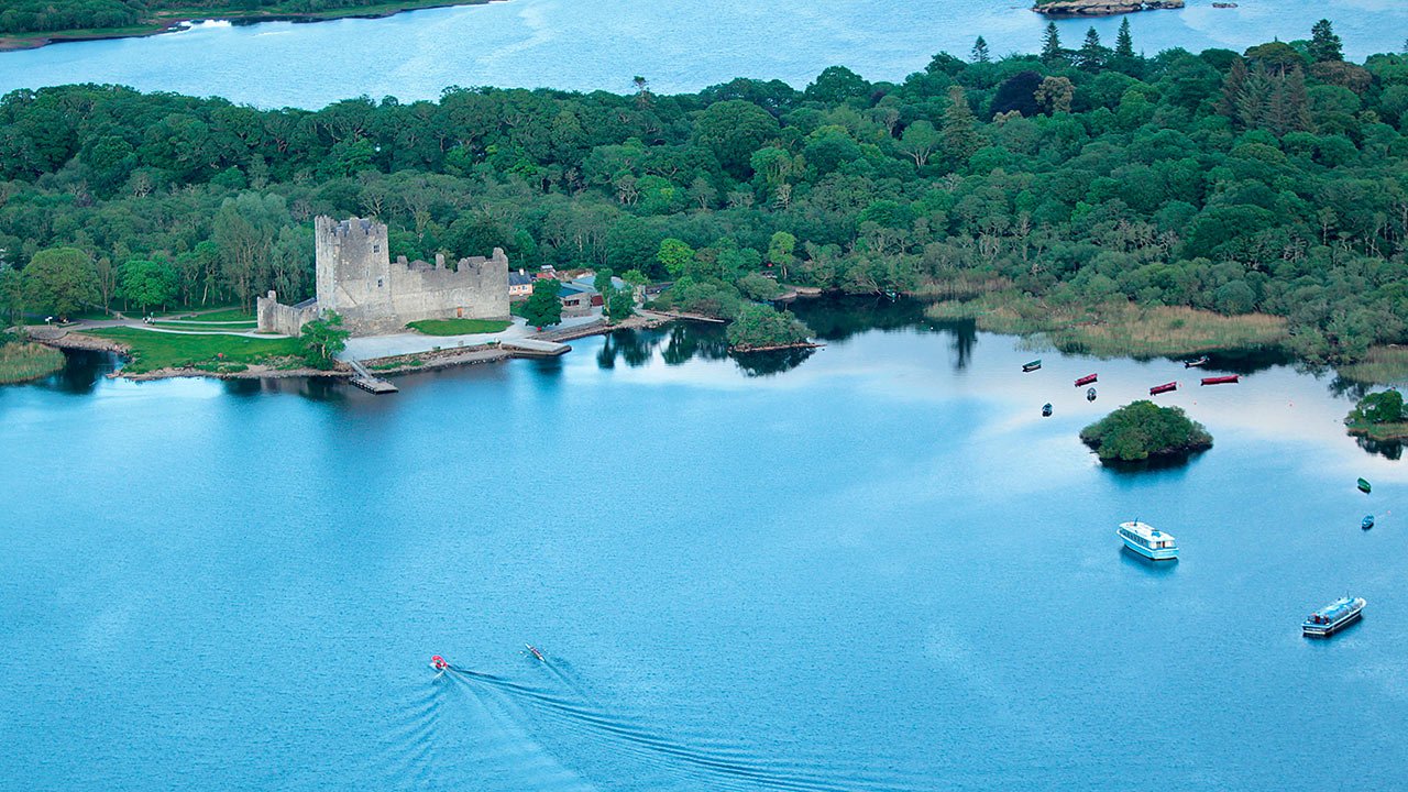 A view of Ross Castle from the air