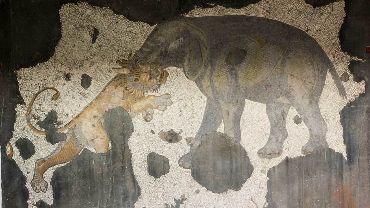 Floor mosaic at the Great Palace Mosaic Museum of Istanbul
