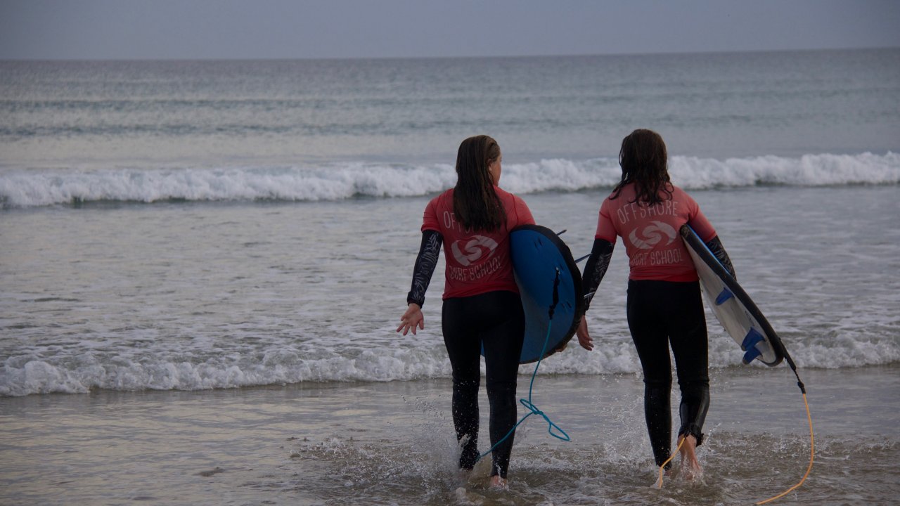 Walking out at Inverloch to surf - Offshore Surf School Inverloch 