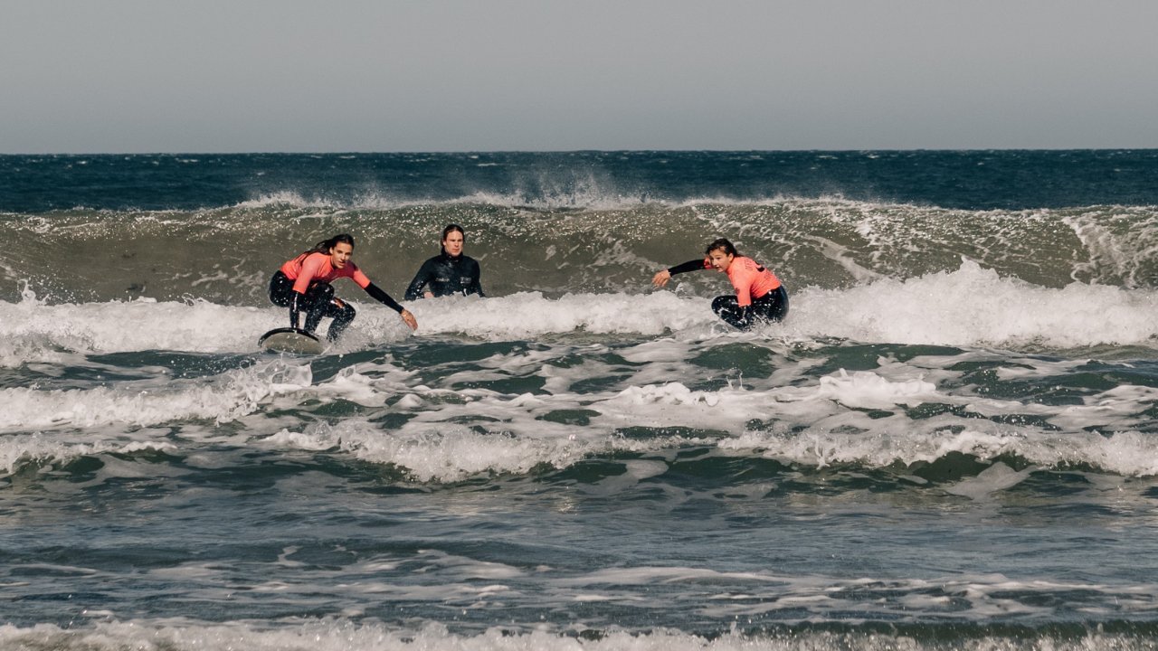 Coach TJ watching for correct technique - Offshore Surf School Inverloch 