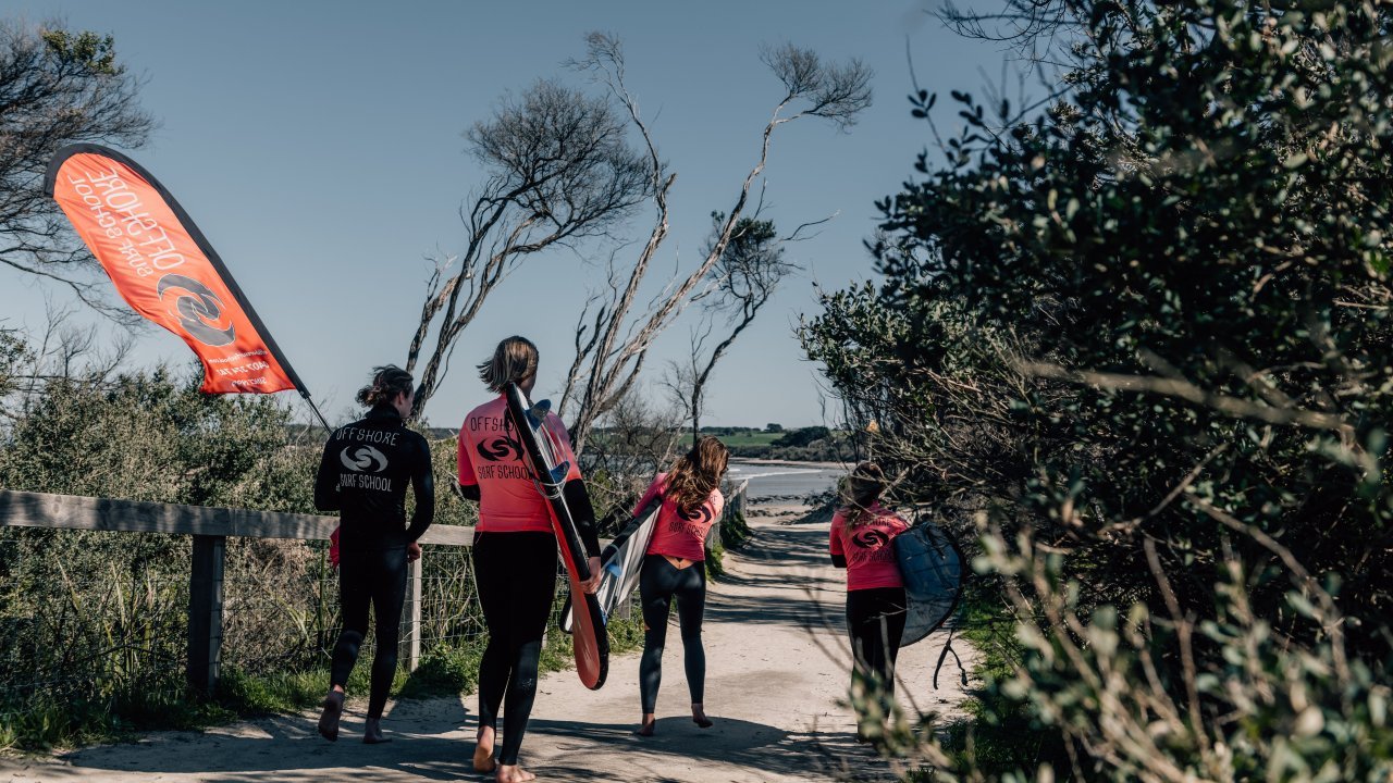 Walking down the track at Inverloch surf beach for a lesson  - Offshore Surf School Inverloch