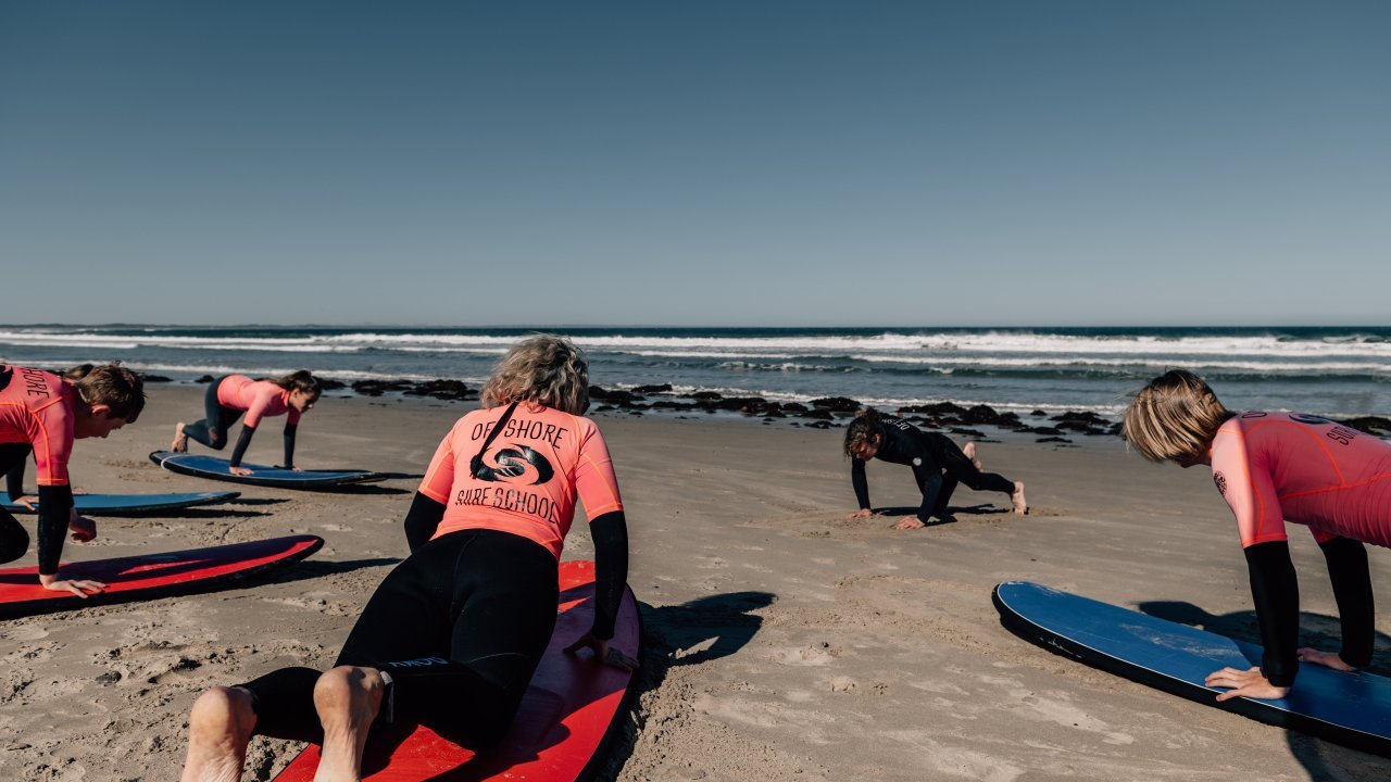 Offshore students working on their pop up - Offshore Surf School Inverloch