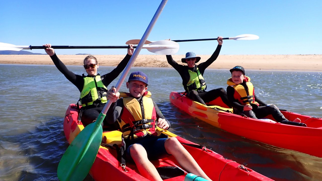 Family fun on a guided kayak tour in 1770