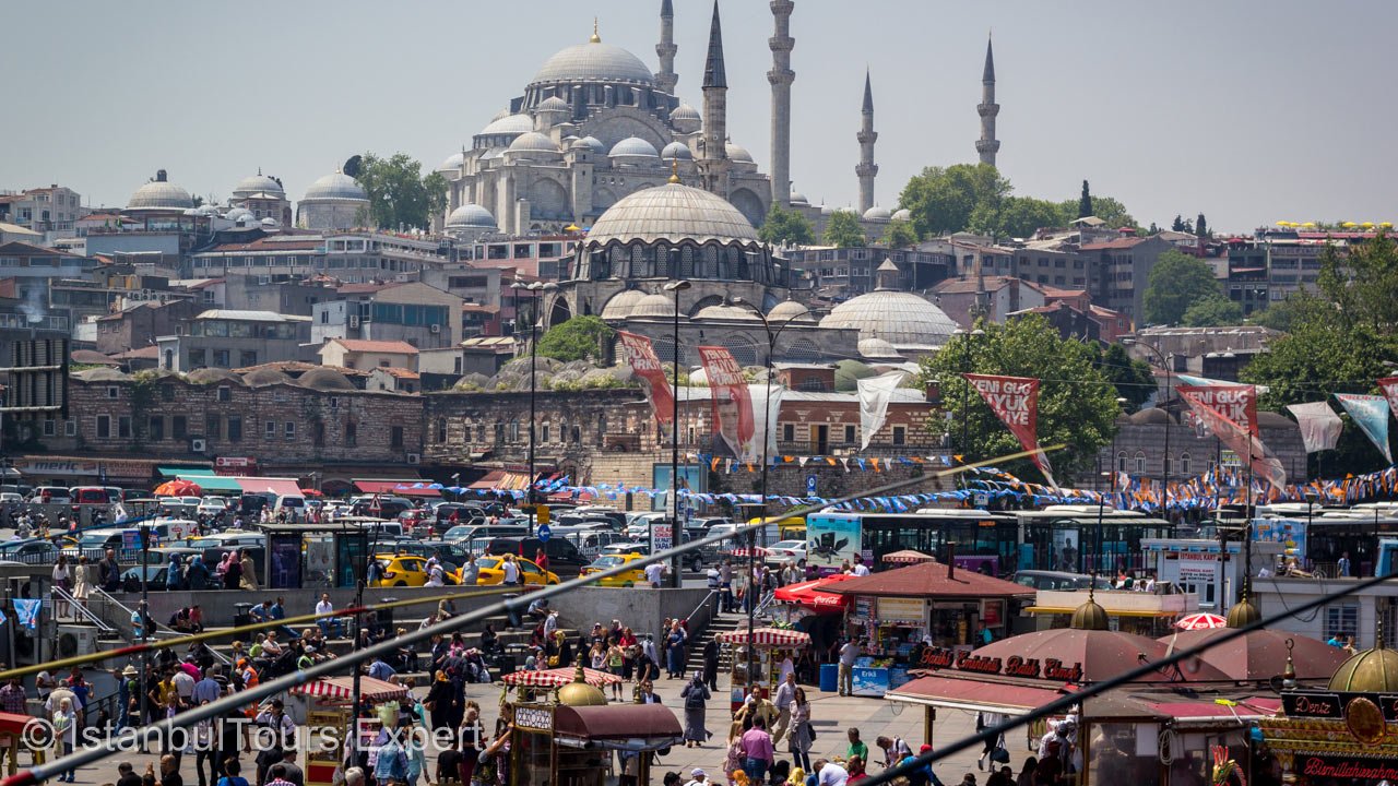 View of Suleymaniye Mosque from Galata Bridge