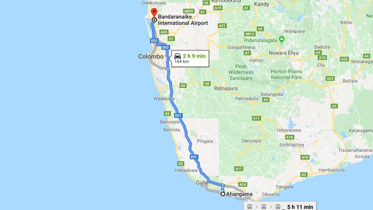 Ahangama City to Colombo Airport (CMB) Private Transfer