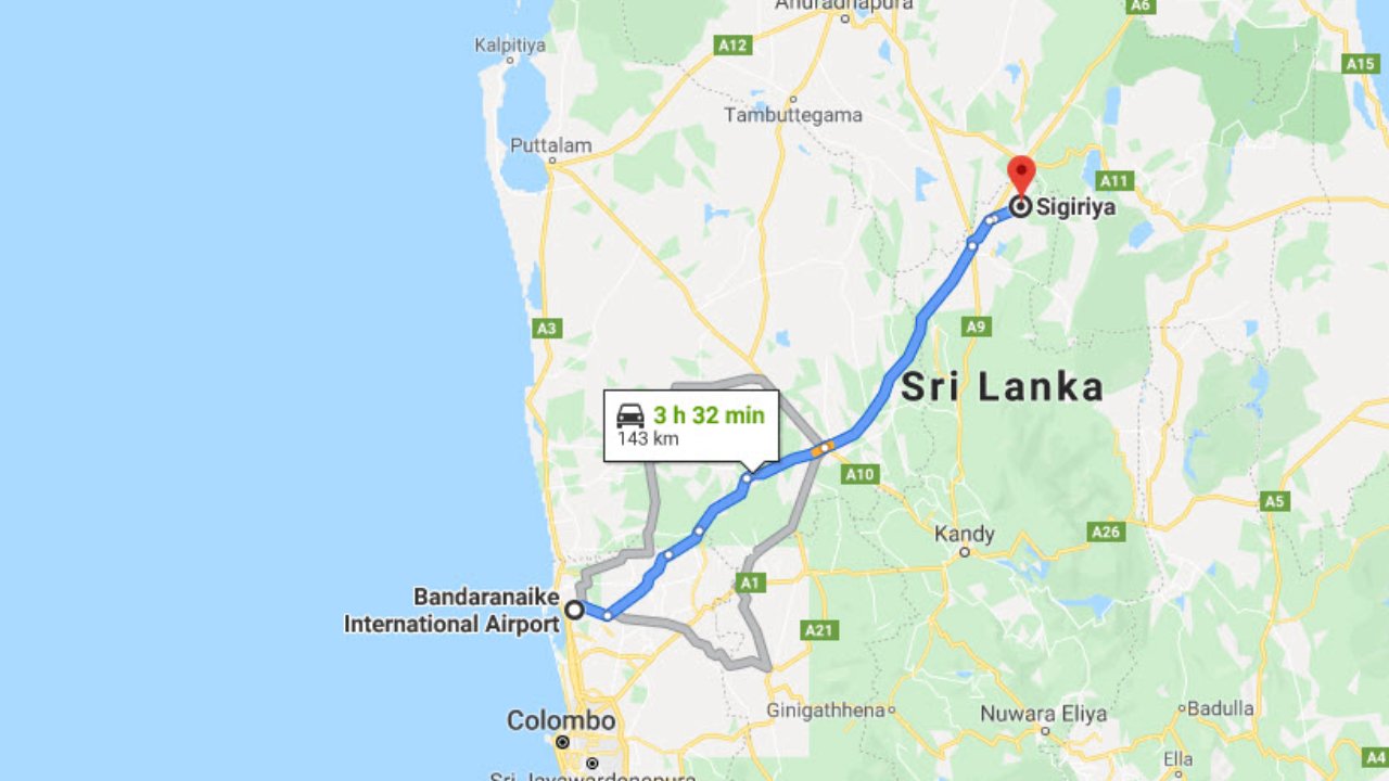 Colombo Airport (CMB) to Sigiriya City Private Transfer