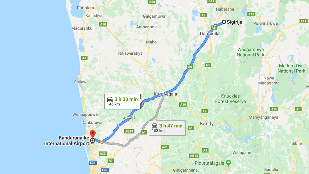 Sigiriya City to Colombo Airport (CMB) Private Transfer