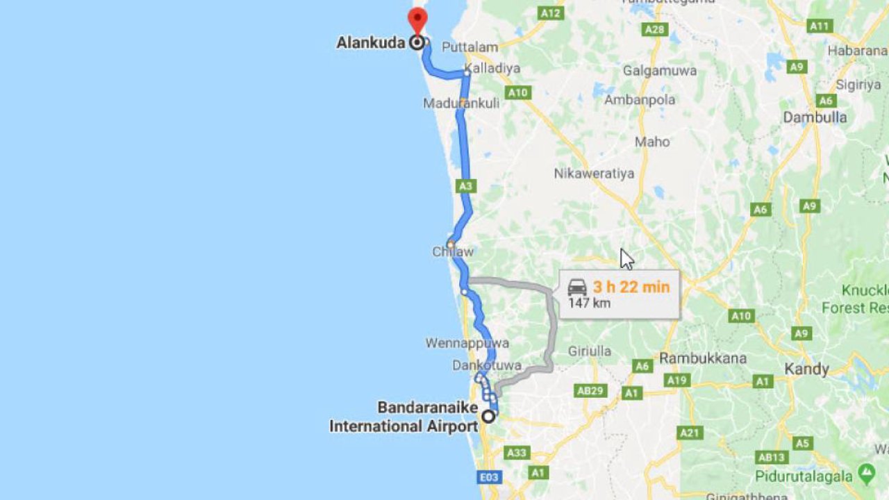 Colombo Airport (CMB)  to Alankuda City Private Transfer