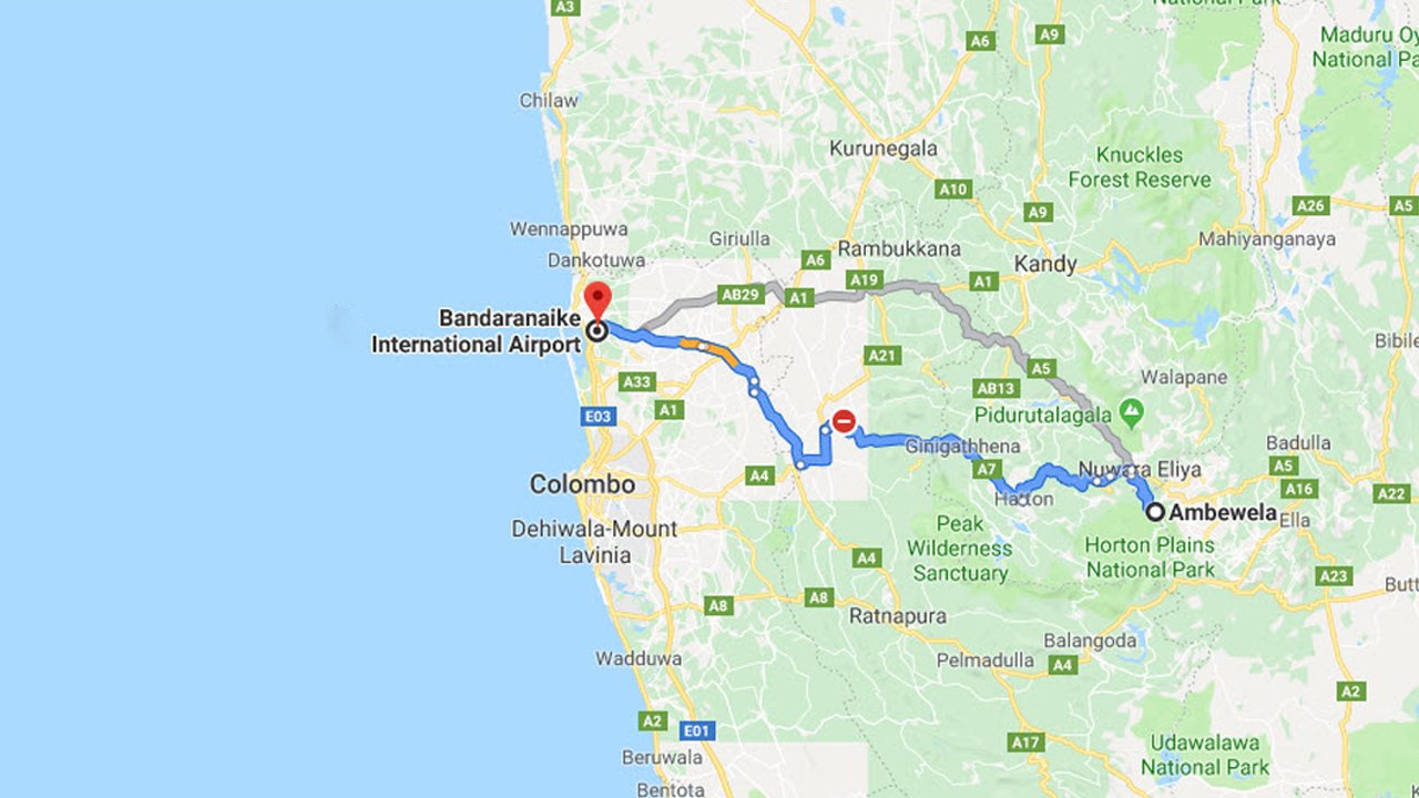 Ambewela City to Colombo Airport (CMB) Private Transfer