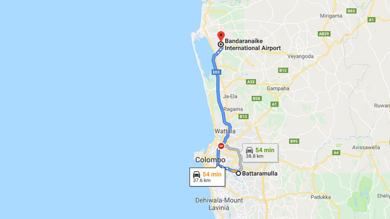 Battaramulla City to Colombo Airport (CMB) Private Transfer  