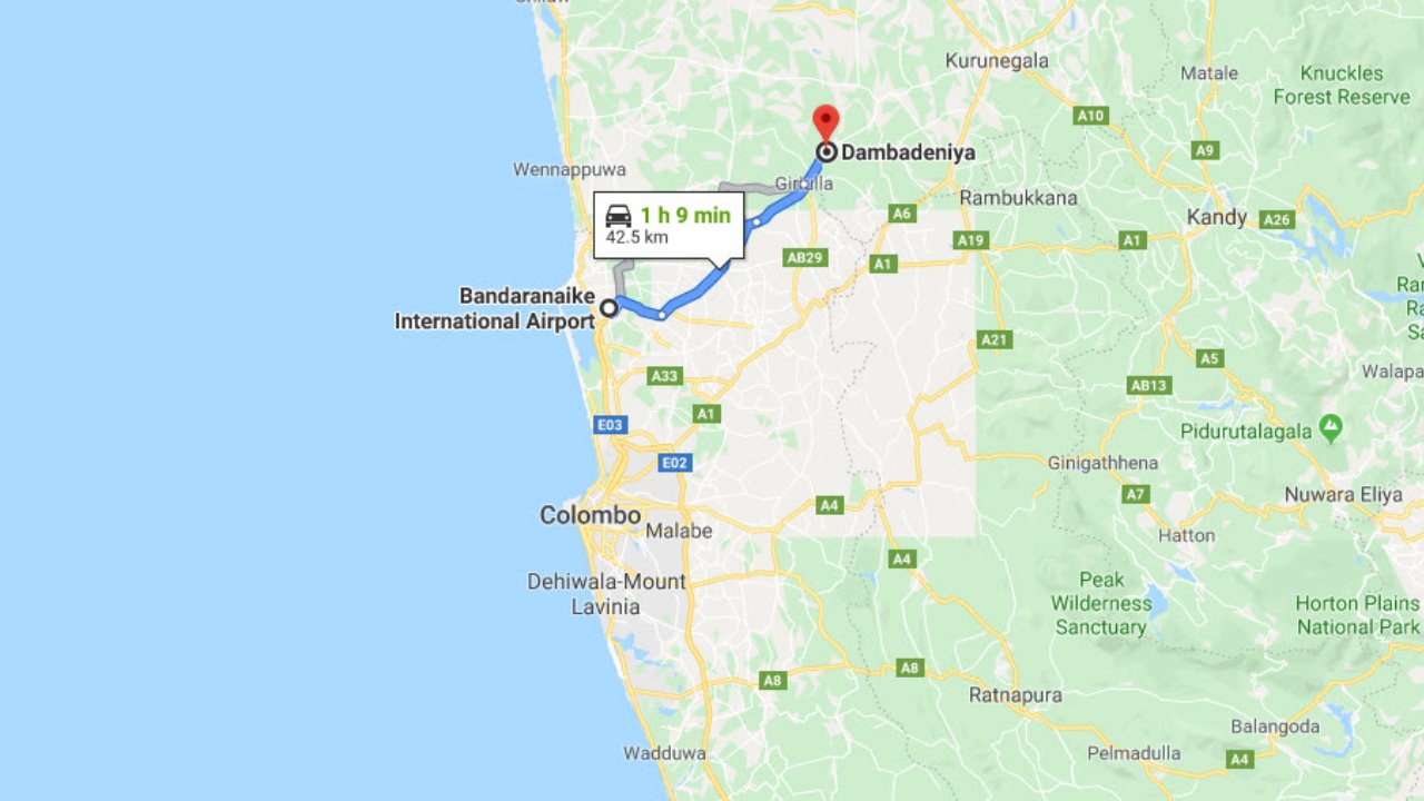 Colombo Airport (CMB) to Dambadeniya City Private Transfer