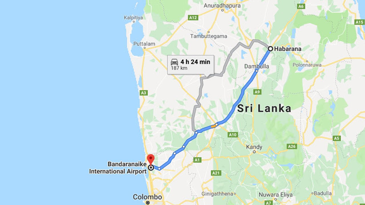 Habarana City to Colombo Airport (CMB) Private Transfer  