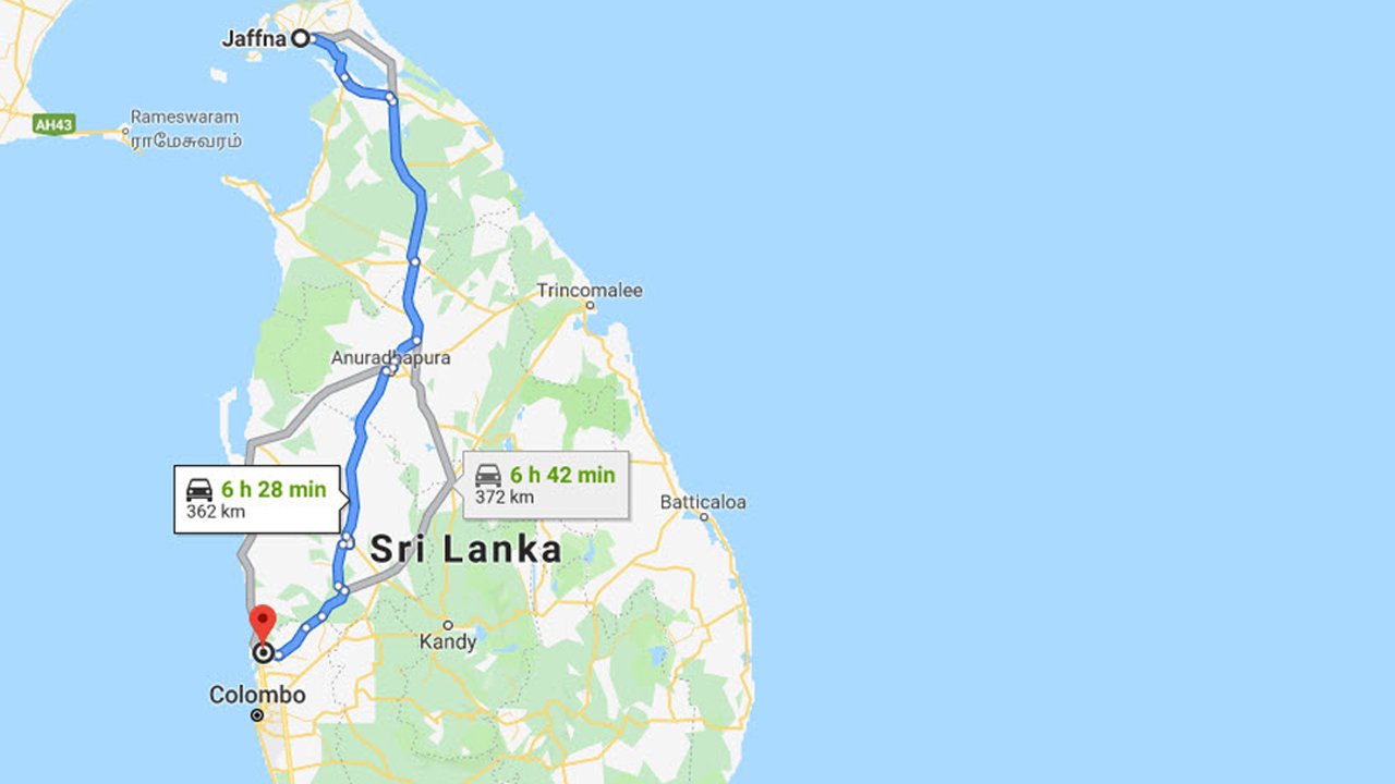 Jaffna City to Colombo Airport (CMB) Private Transfer 