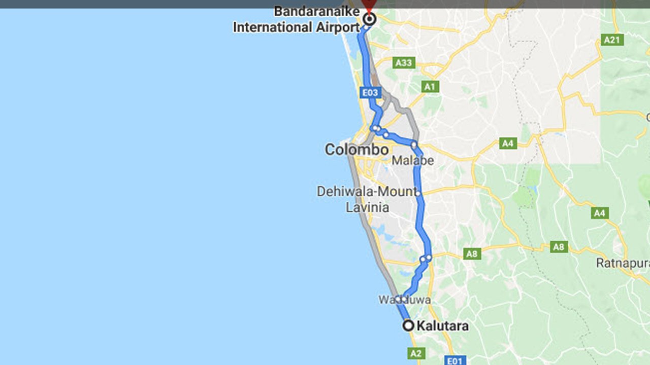 Kalutara City to Colombo Airport (CMB) Private Transfer