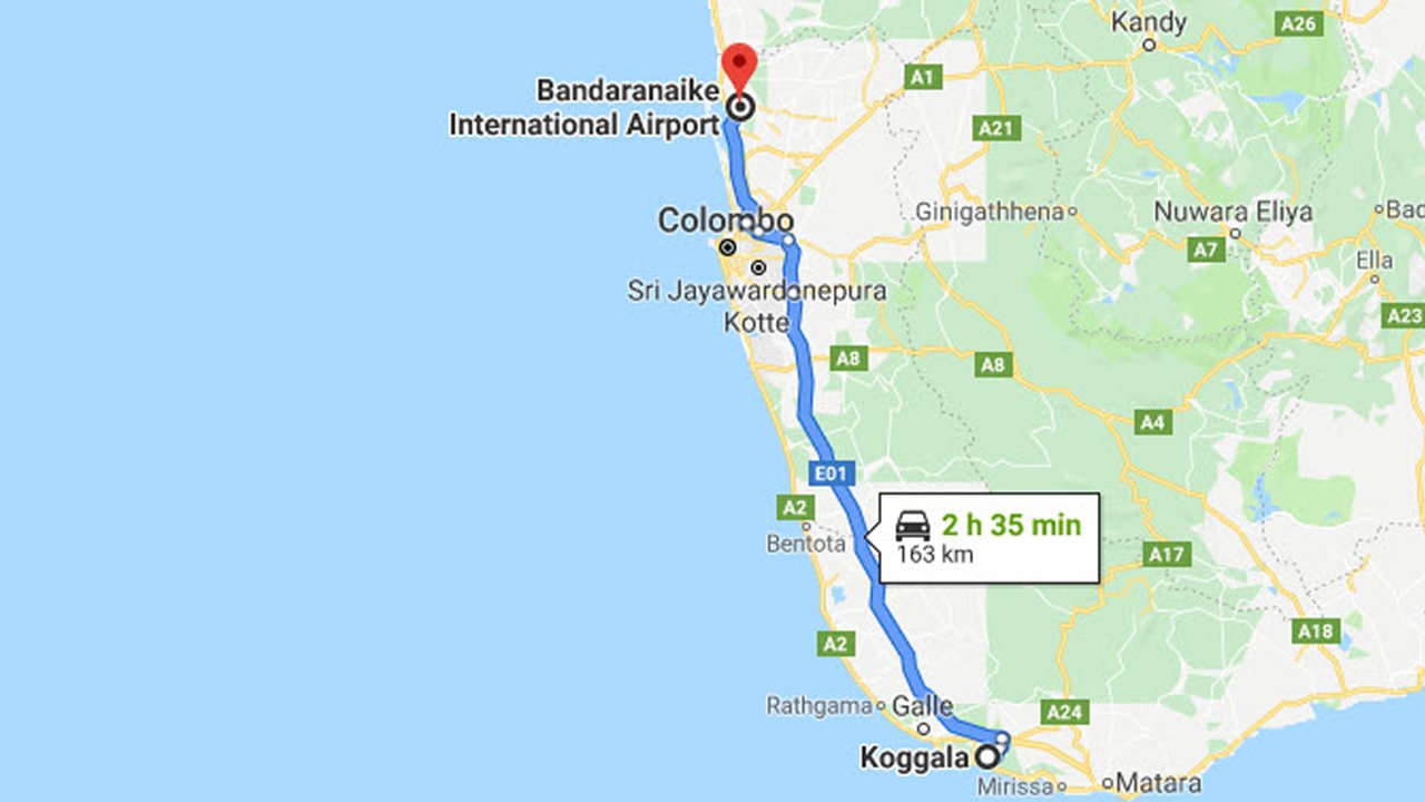 Koggala City to Colombo Airport (CMB) Private Transfer 