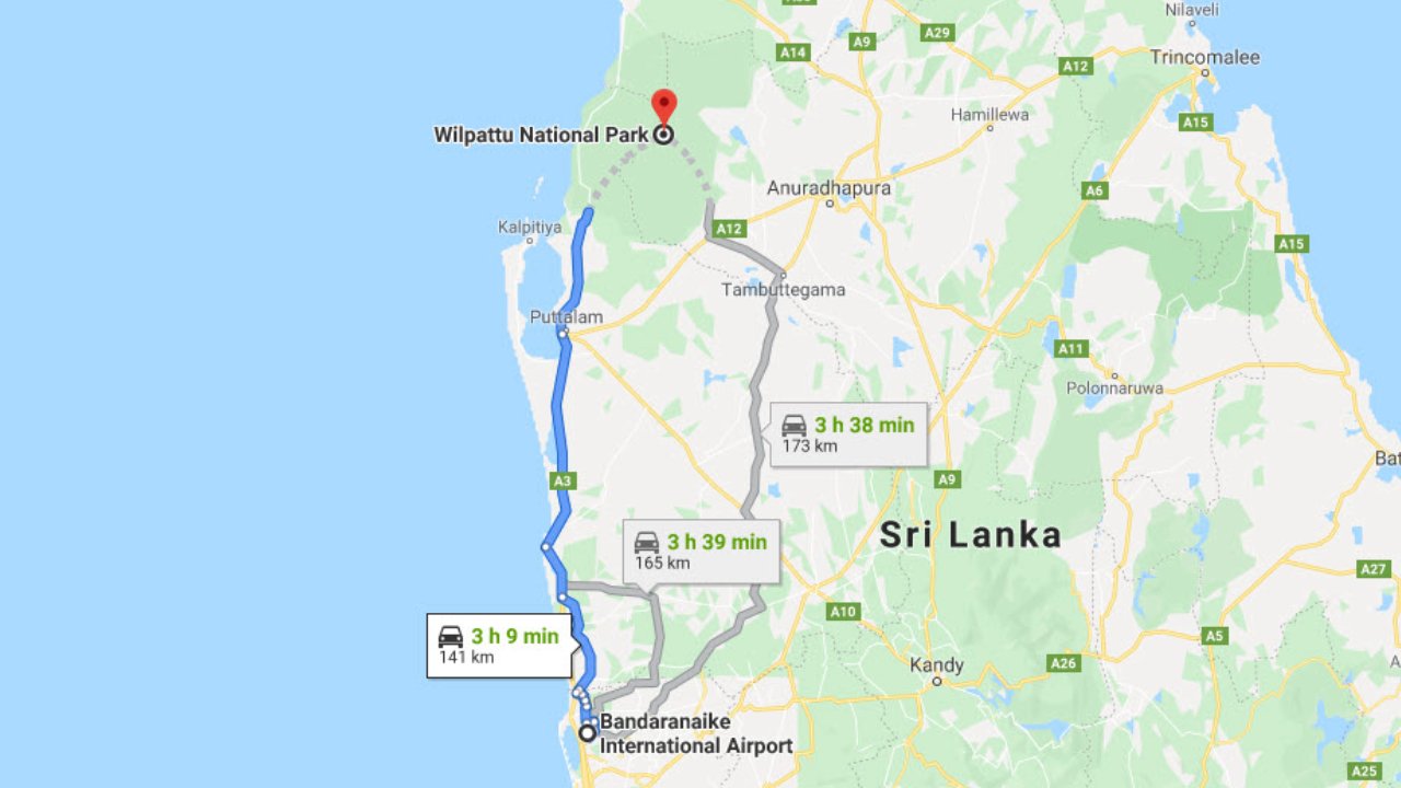 Colombo Airport (CMB) to Wilpattu City Private Transfer  