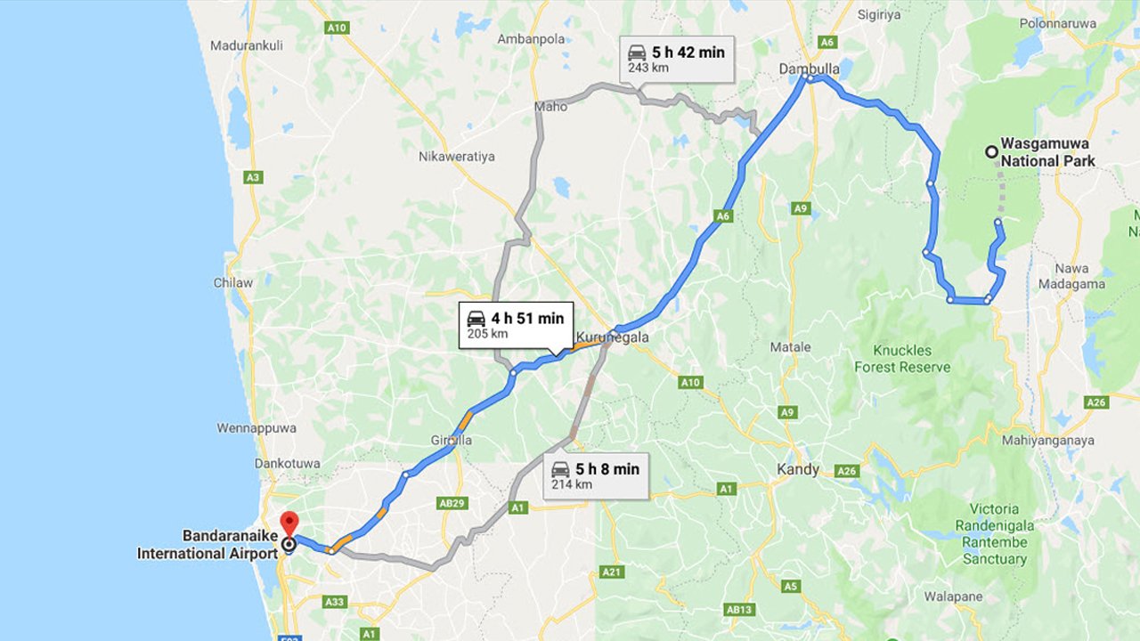 Wasgamuwa City to Colombo Airport (CMB) Private Transfer  