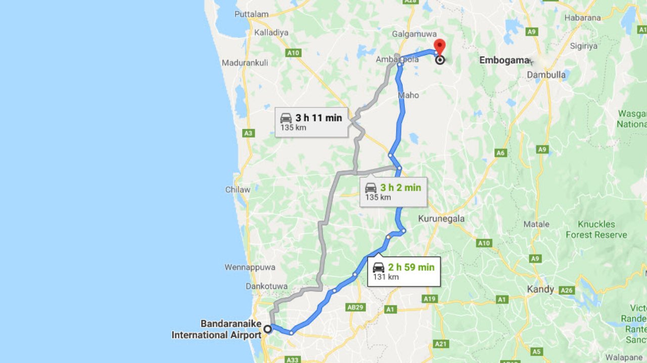 Colombo Airport (CMB) to Embogama City Private Transfer