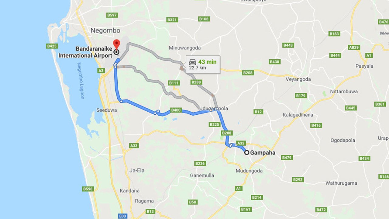 Gampaha City to Colombo Airport (CMB) Private Transfer  