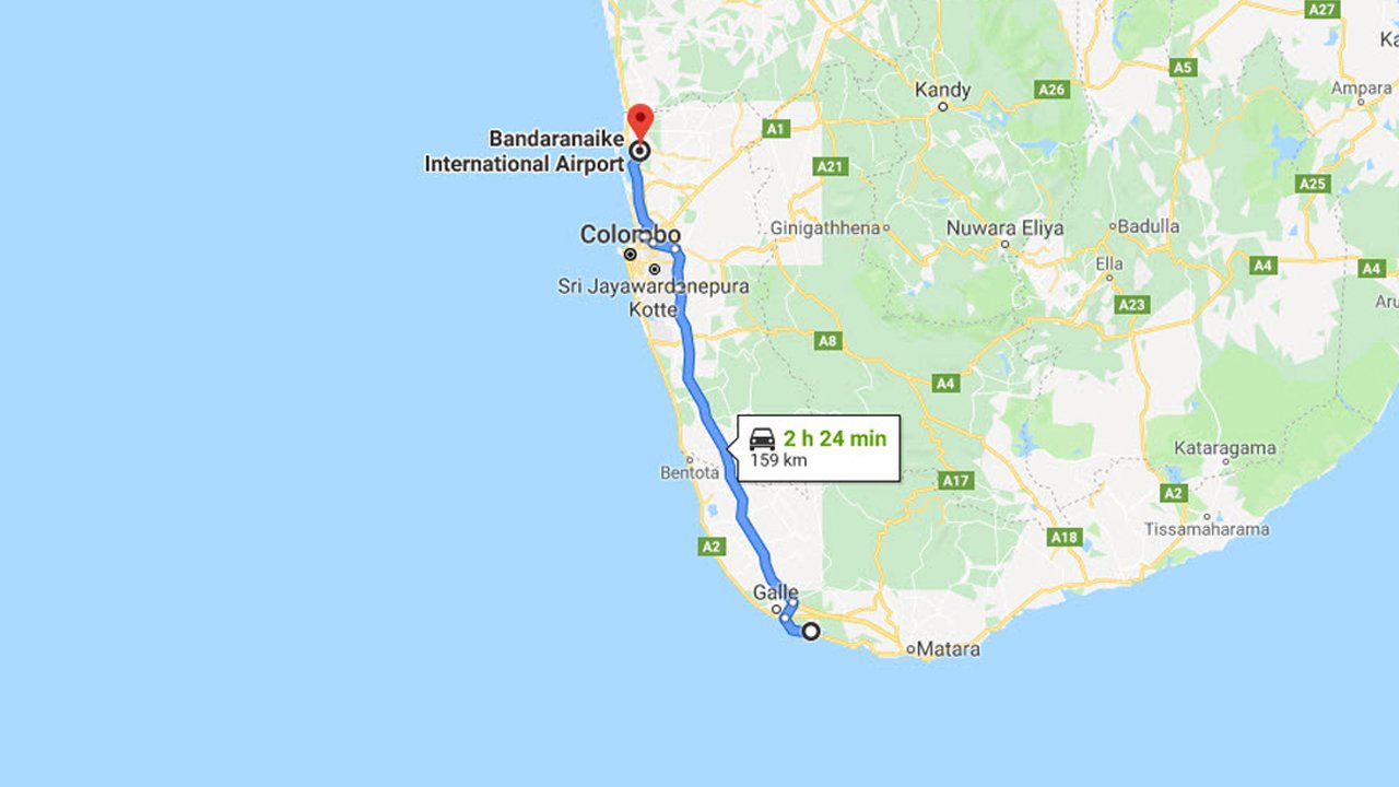 Habaraduwa City to Colombo Airport (CMB) Private Transfer