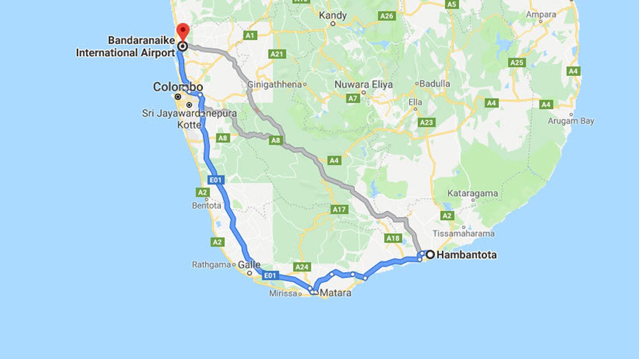 Hambantota City to Colombo Airport (CMB) Private Transfer  