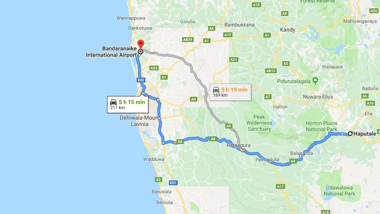 Haputale City to Colombo Airport (CMB) Private Transfer 