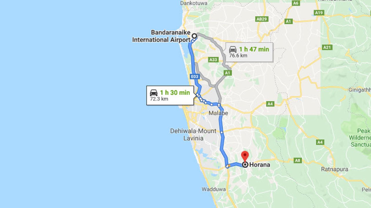 Colombo Airport (CMB) to Horana City Private Transfer