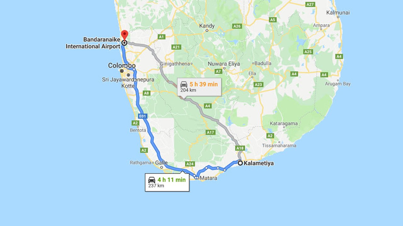 Kalametiya City to Colombo Airport (CMB) Private Transfer  