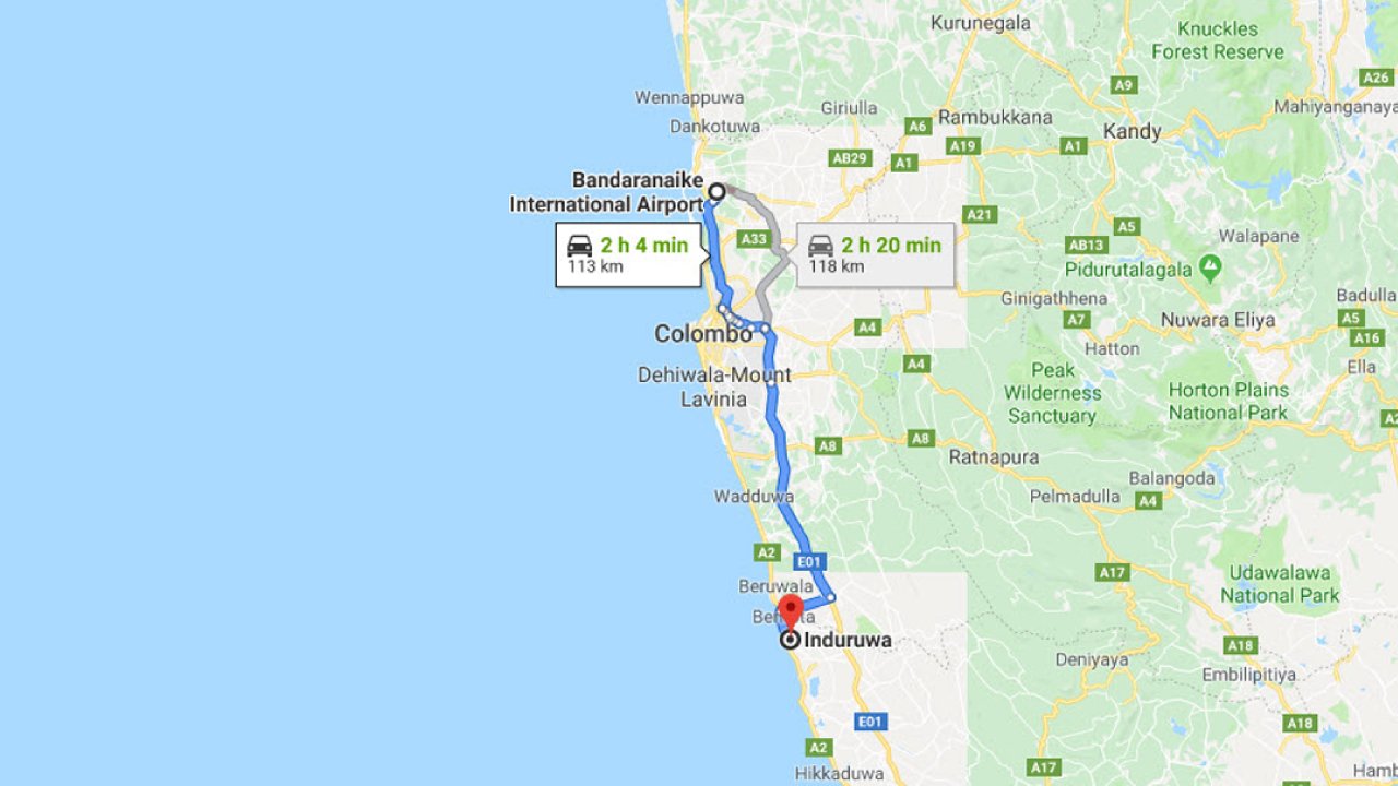 Colombo Airport (CMB) to Induruwa City Private Transfer