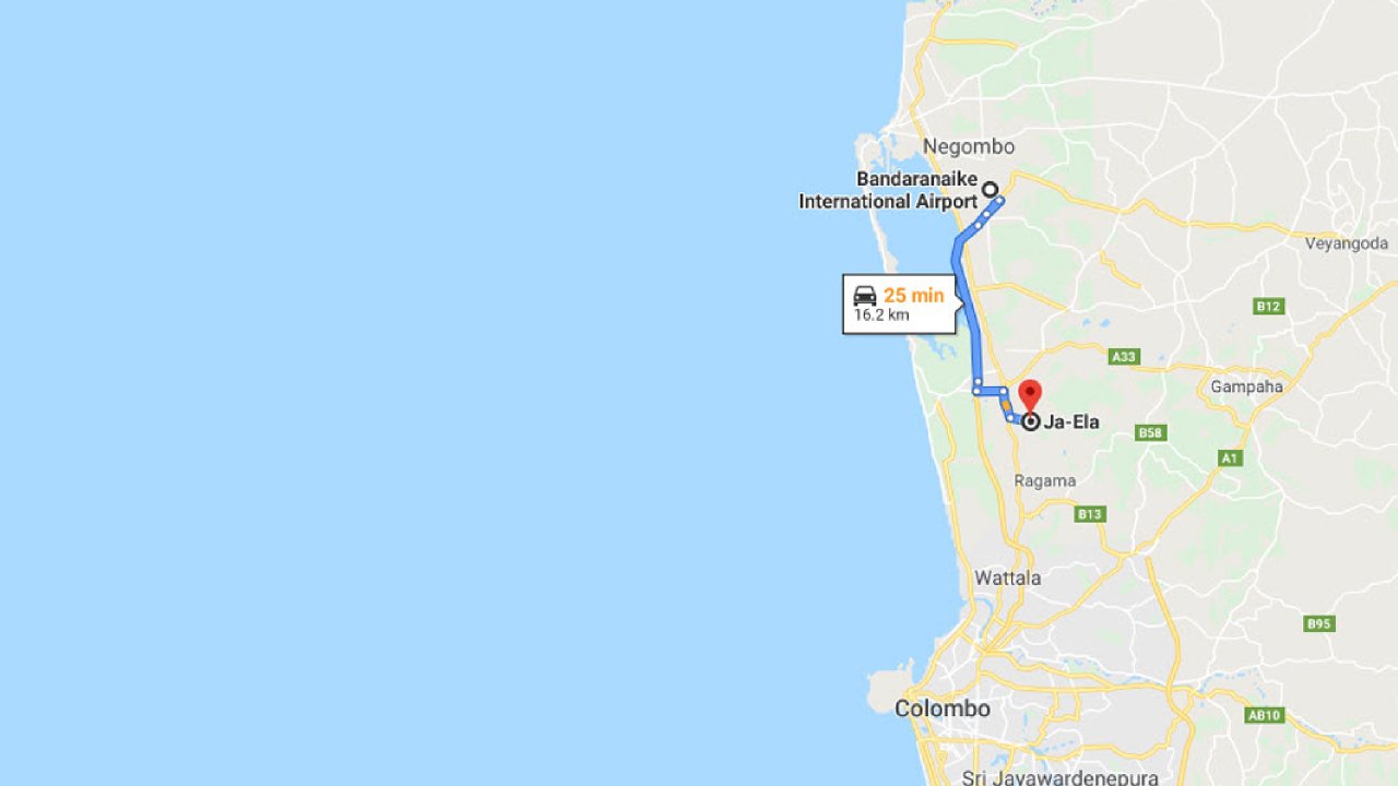 Colombo Airport (CMB) to Ja-Ela City Private Transfer