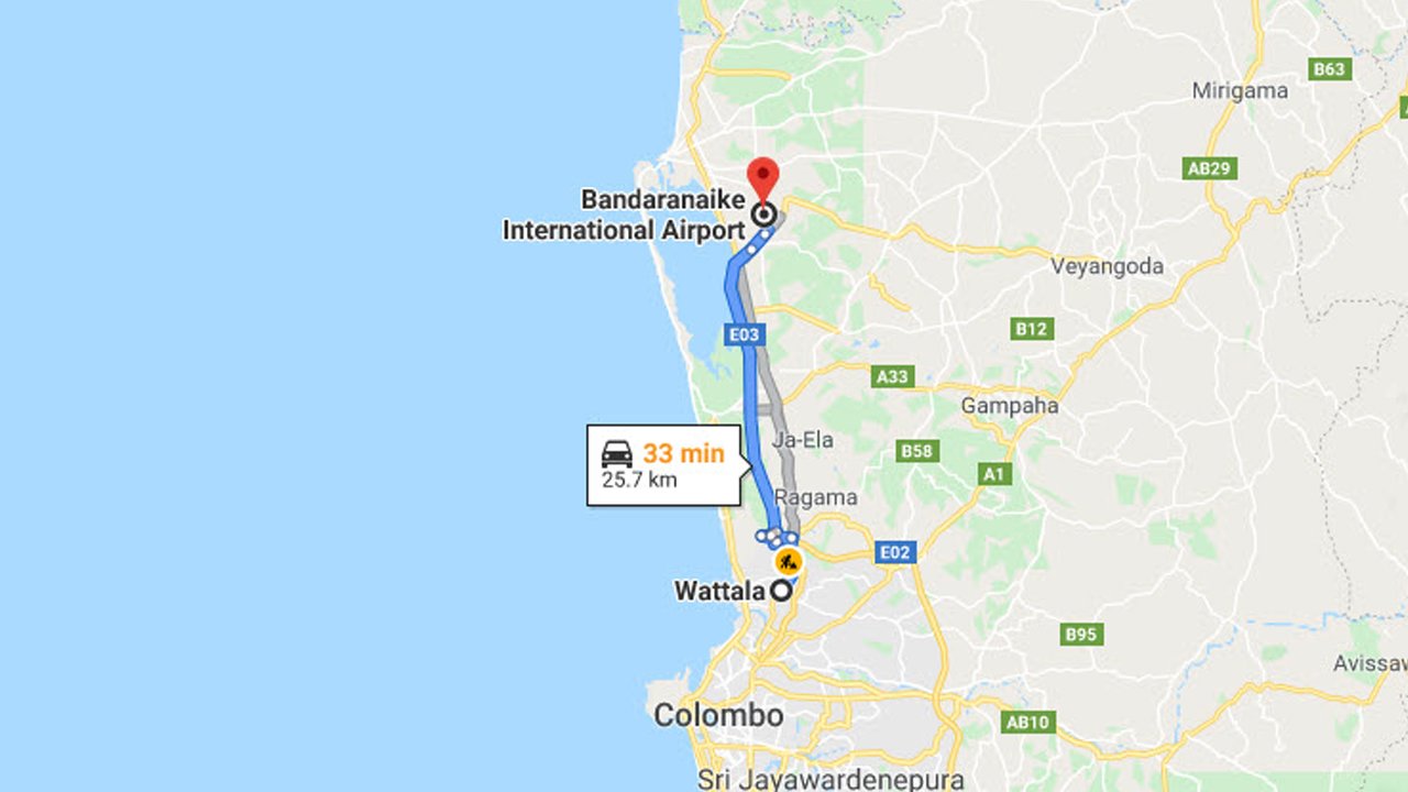 Wattala City to Colombo Airport (CMB) Private Transfer