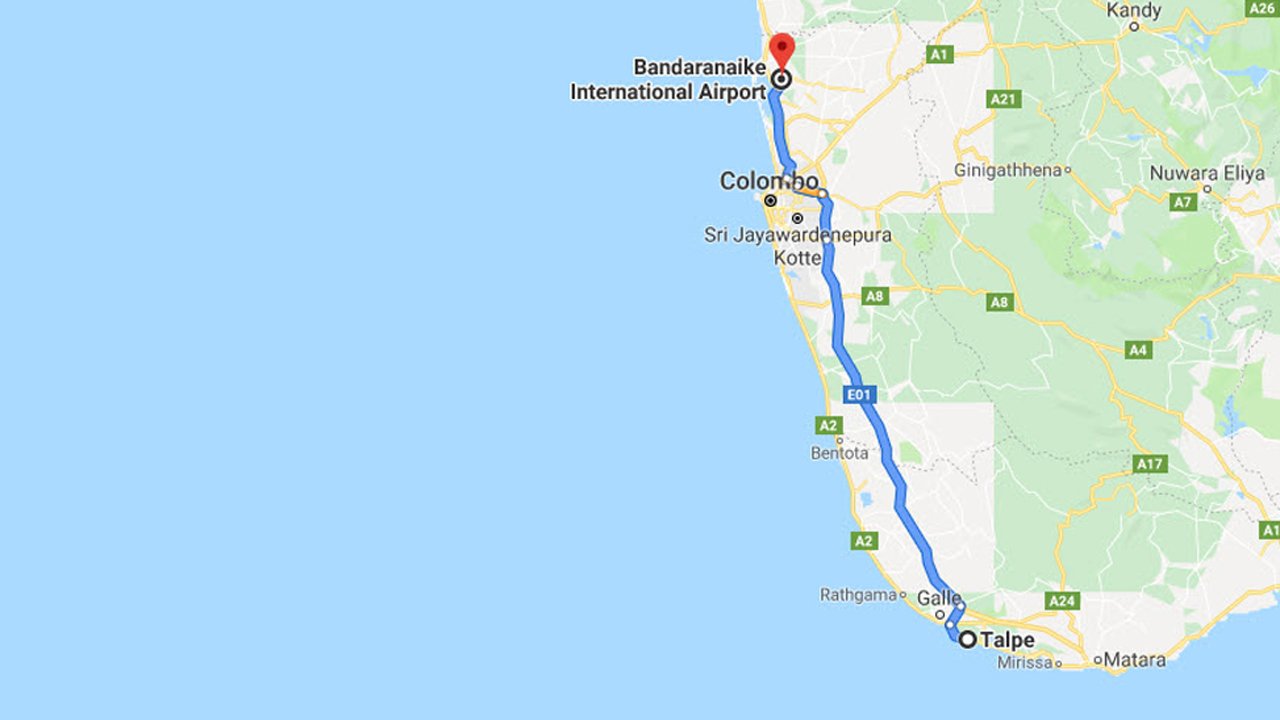 Thalpe City to Colombo Airport (CMB) Private Transfer