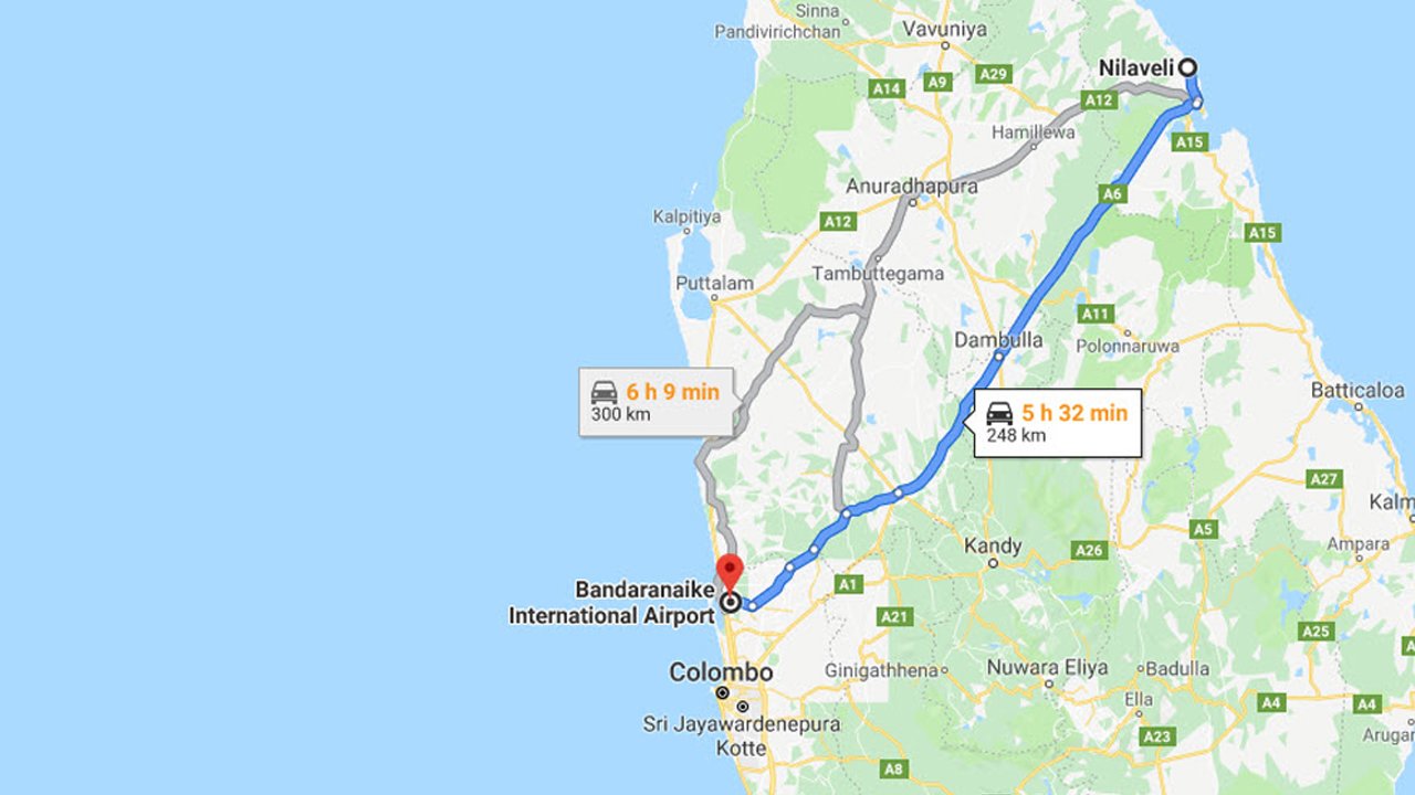 Nilaveli City to Colombo Airport (CMB) Private Transfer