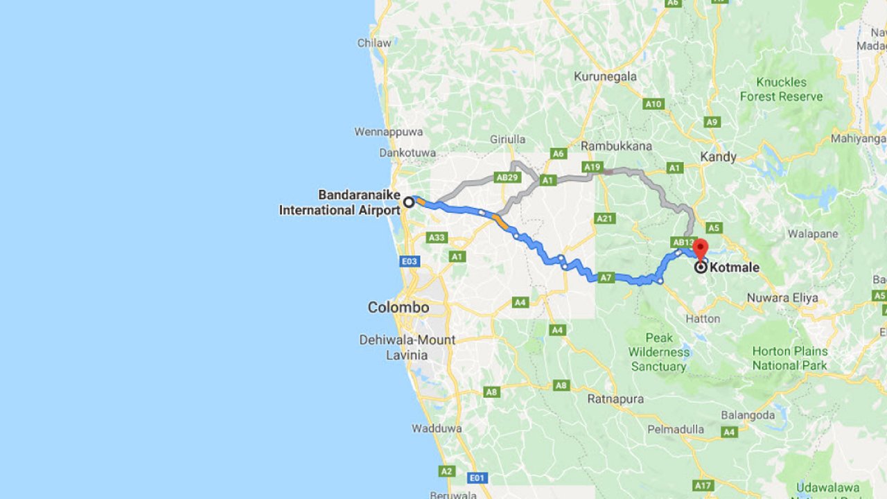 Colombo Airport (CMB) to Kothmale City Private Transfer