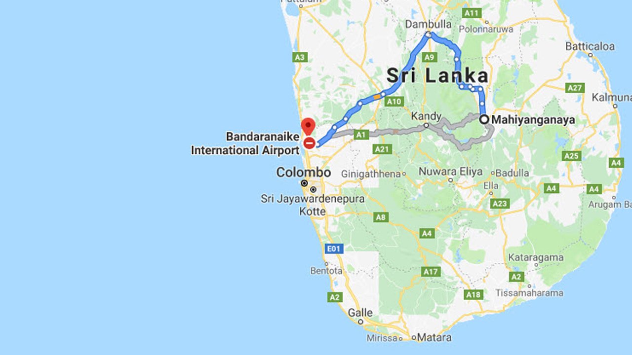 Mahiyanganaya City to Colombo Airport (CMB) Private Transfer