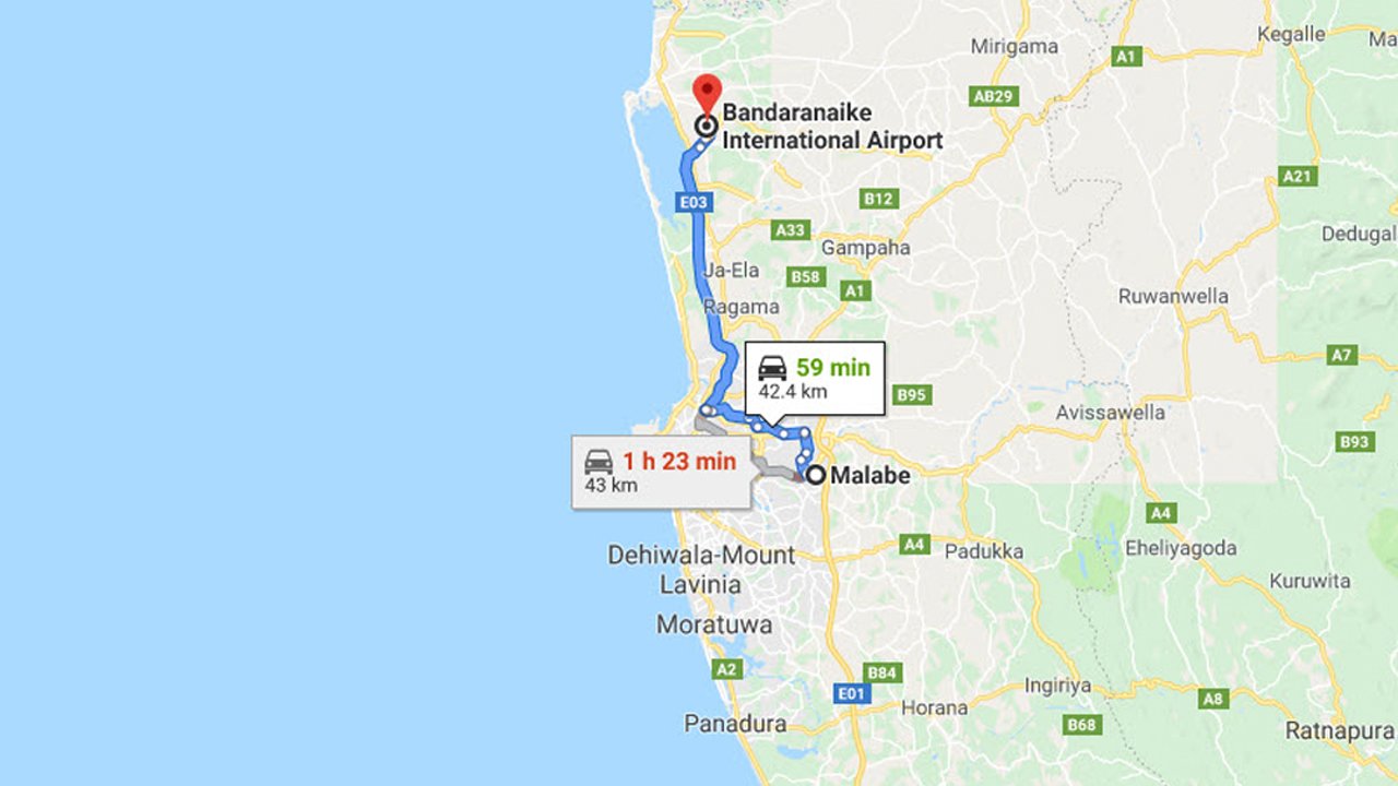 Malabe City to Colombo Airport (CMB) Private Transfer
