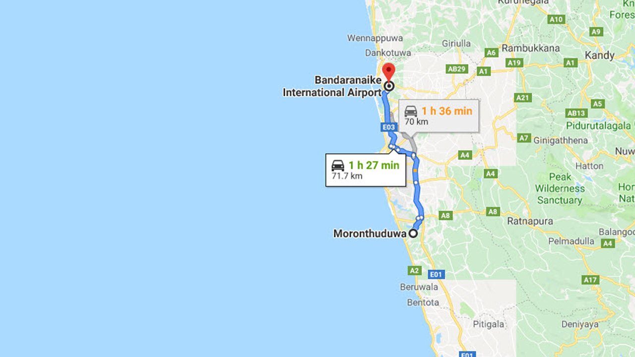 Moronthuduwa City to Colombo Airport (CMB) Private Transfer 