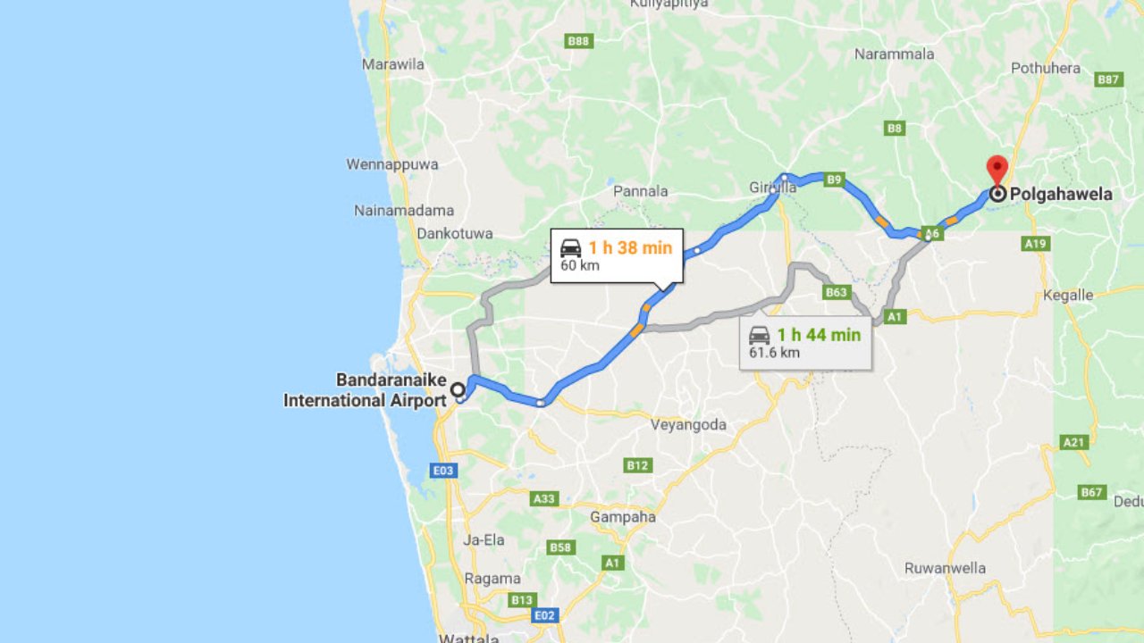 Colombo Airport (CMB) to Polgahawela City Private Transfer 