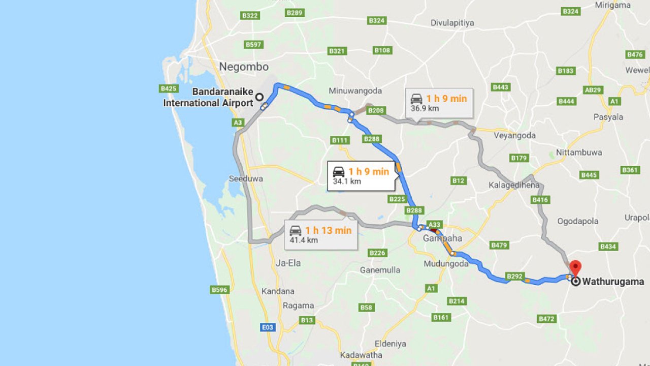 Colombo Airport (CMB) to Wathurugama City Private Transfer