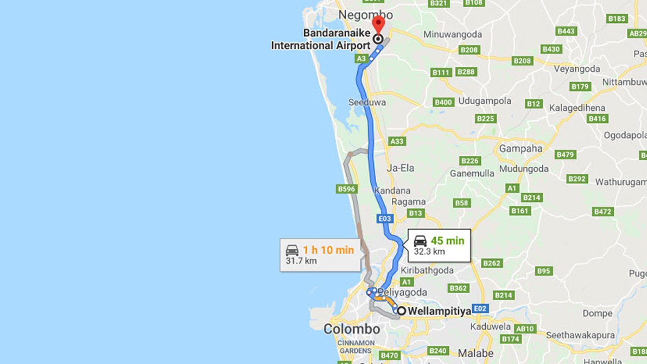 Wellampitiya City to Colombo Airport (CMB) Private Transfer
