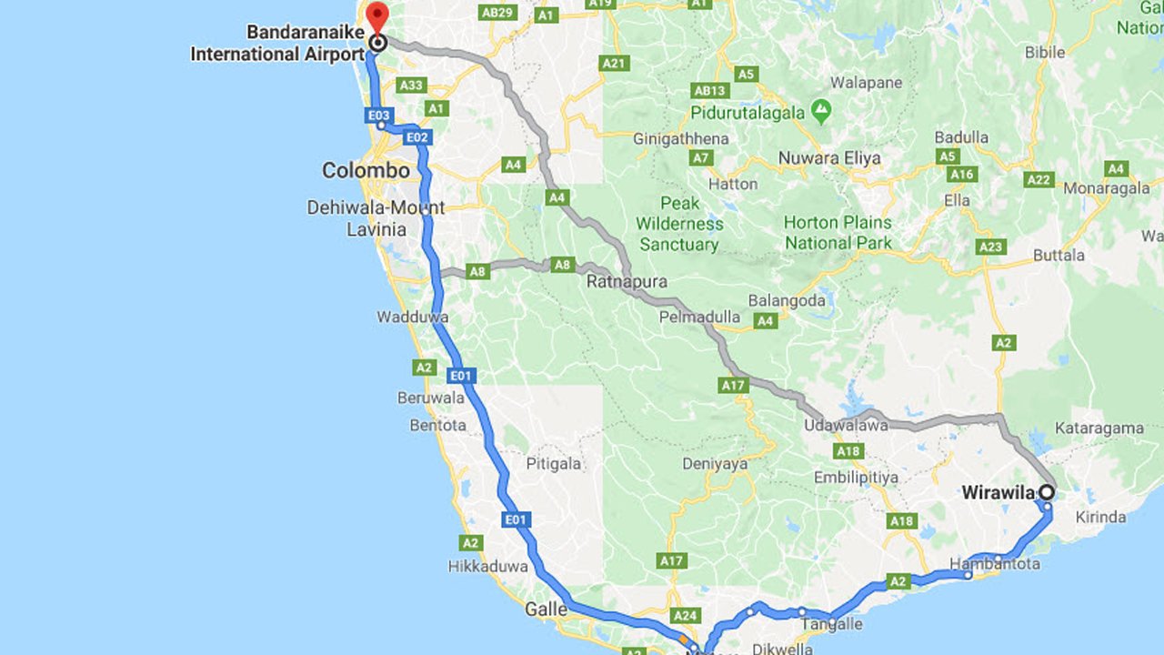 Wirawila City to Colombo Airport (CMB) Private Transfer