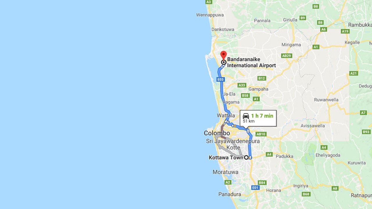 Kottawa City to Colombo Airport (CMB) Private Transfer