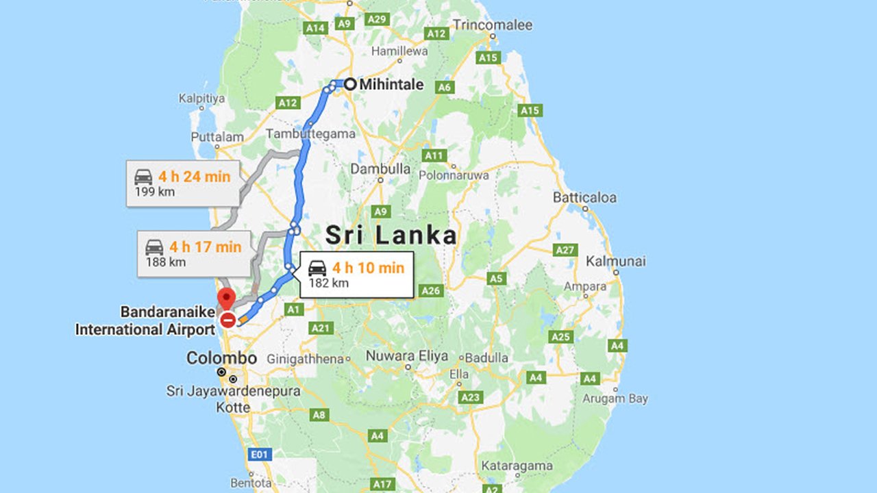 Mihintale City to Colombo Airport (CMB)  Private Transfer 