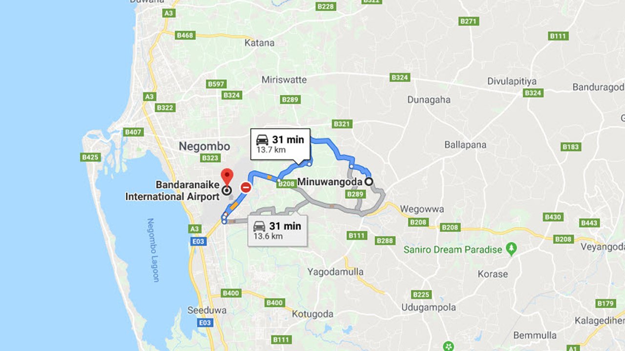 Minuwangoda City to Colombo Airport (CMB) Private Transfer 