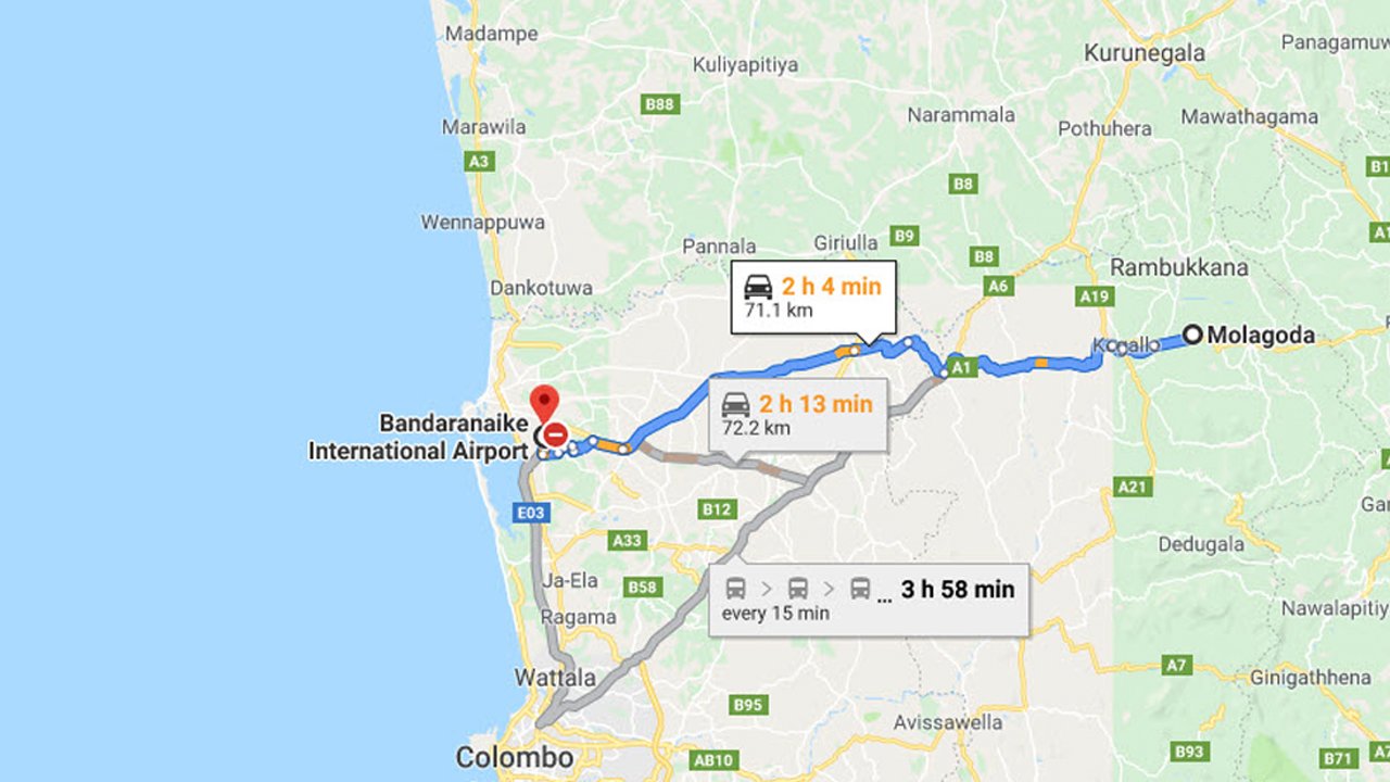 Molagoda City to Colombo Airport (CMB) Private Transfer