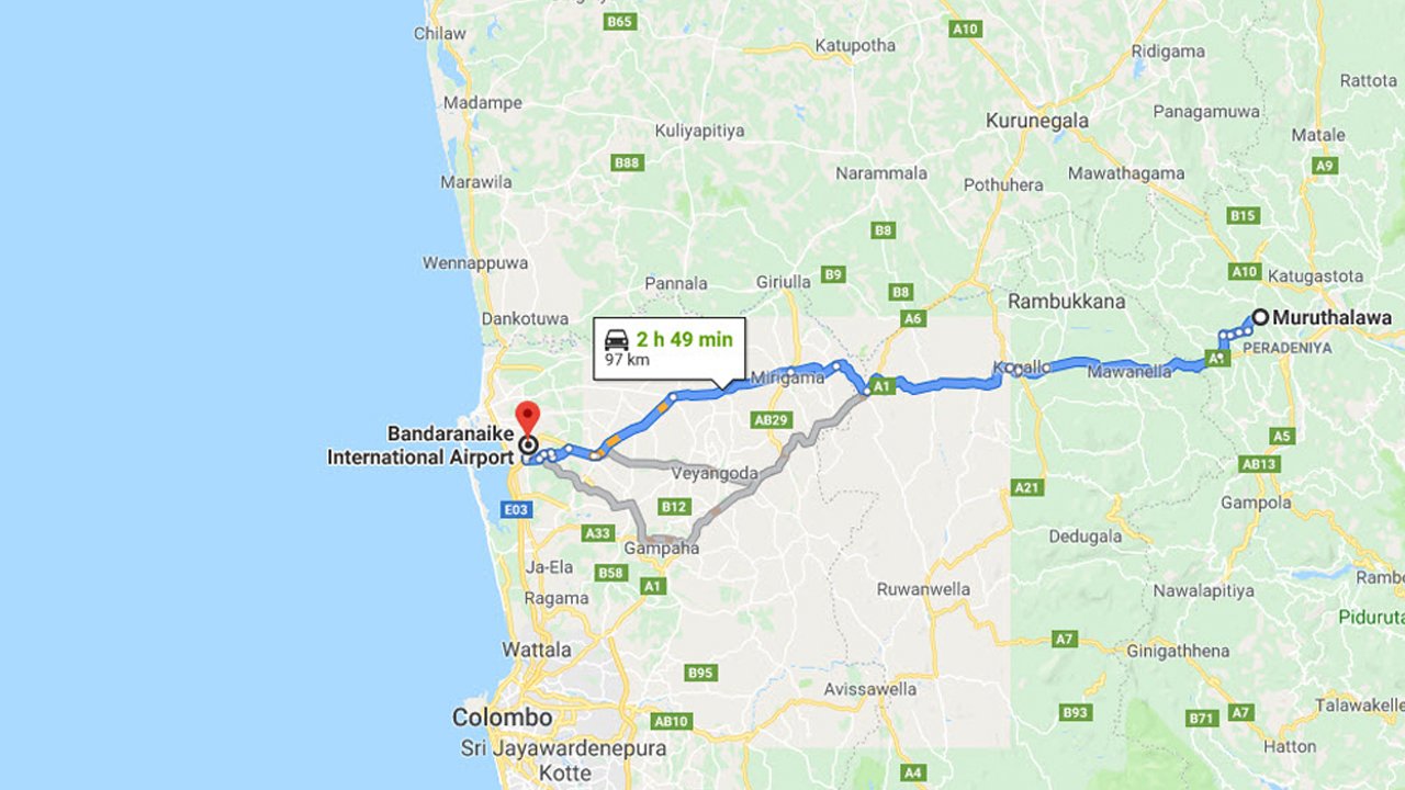 Muruthalawa City to Colombo Airport (CMB) Private Transfer   