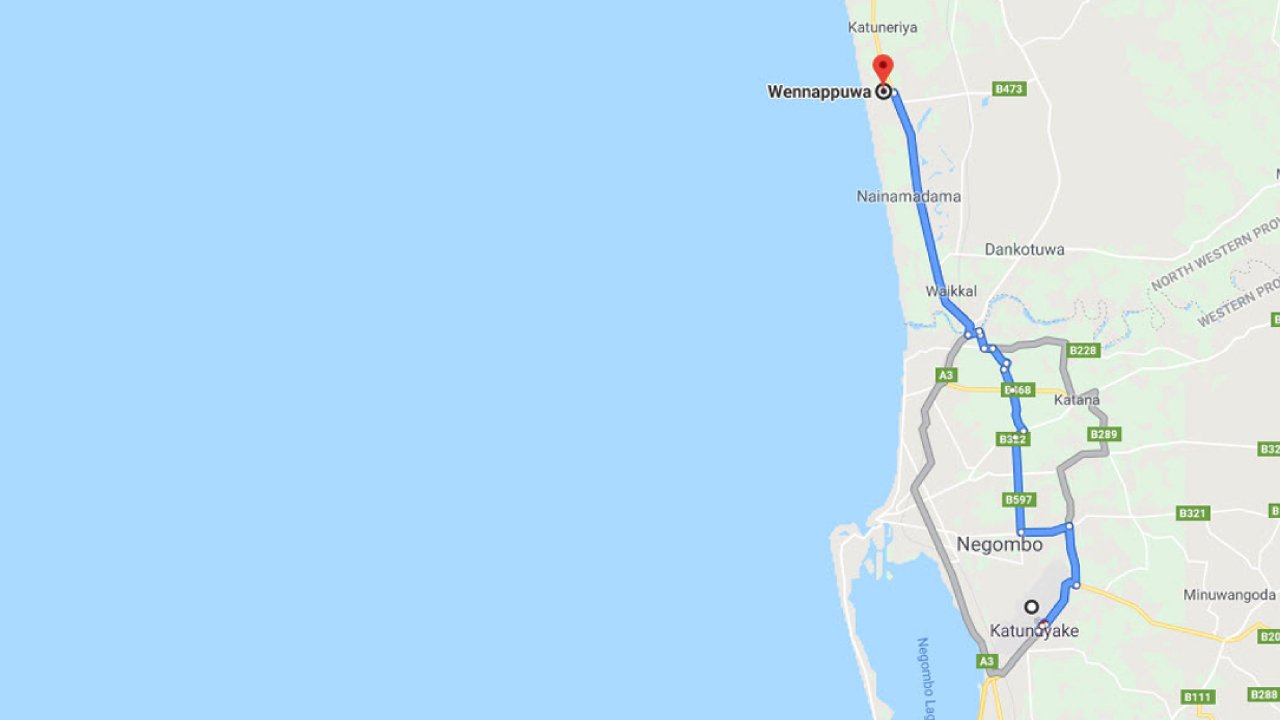 Colombo Airport (CMB) to Wennappuwa City Private Transfer 