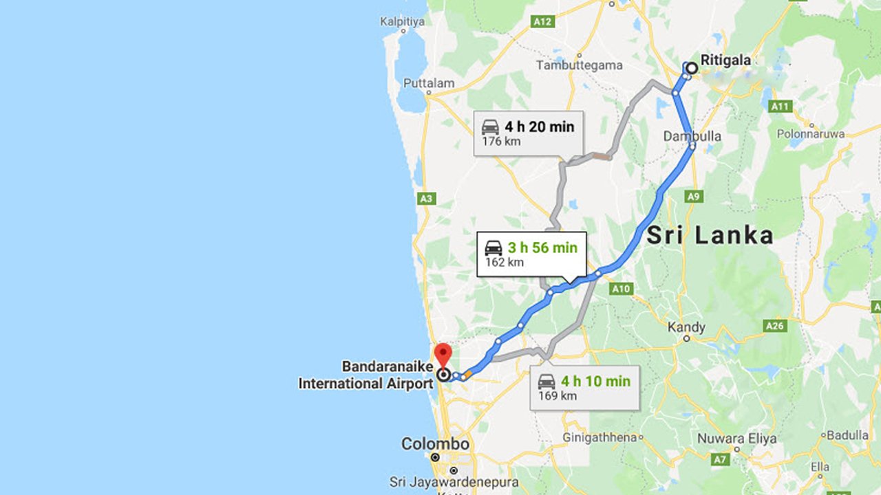 Ritigala City to Colombo Airport (CMB) Private Transfer