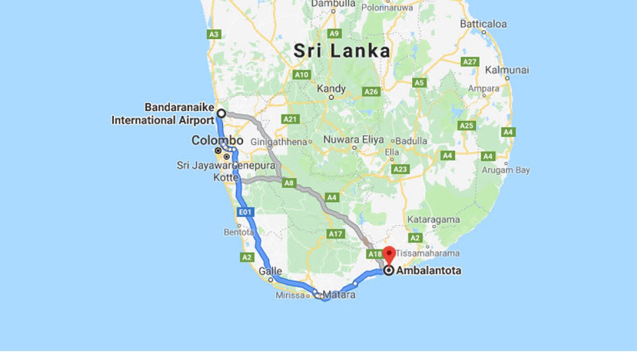 Colombo Airport (CMB) to Ambalantota City Private Transfer