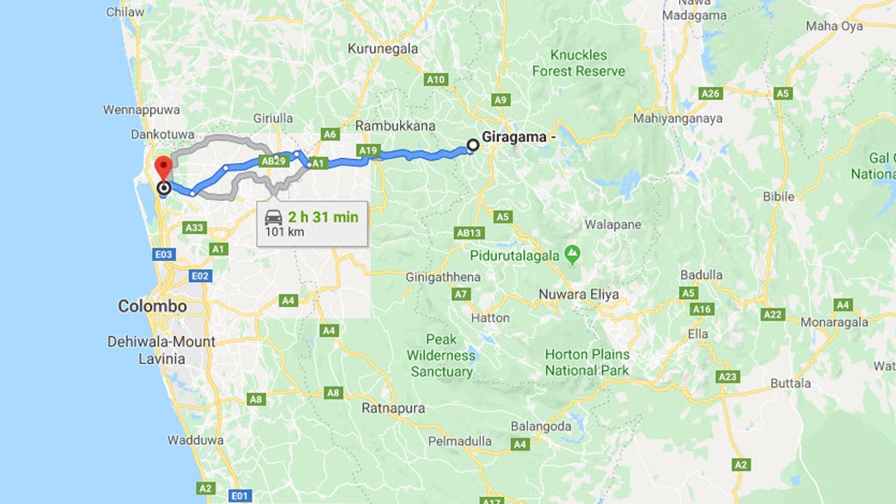 Giragama City to Colombo Airport (CMB) Private Transfer